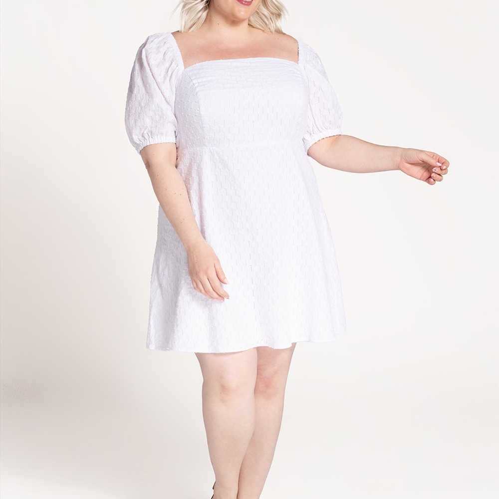 Eloquii Puff Sleeve Square Neck Dress
